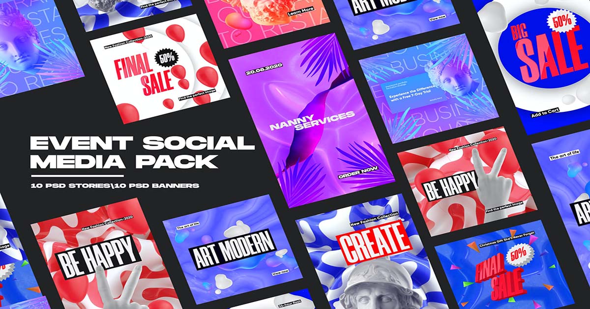 Tải 10 Gói Mẫu Truyền Thông (Social Media) Cực Xịn Dành Cho Designer